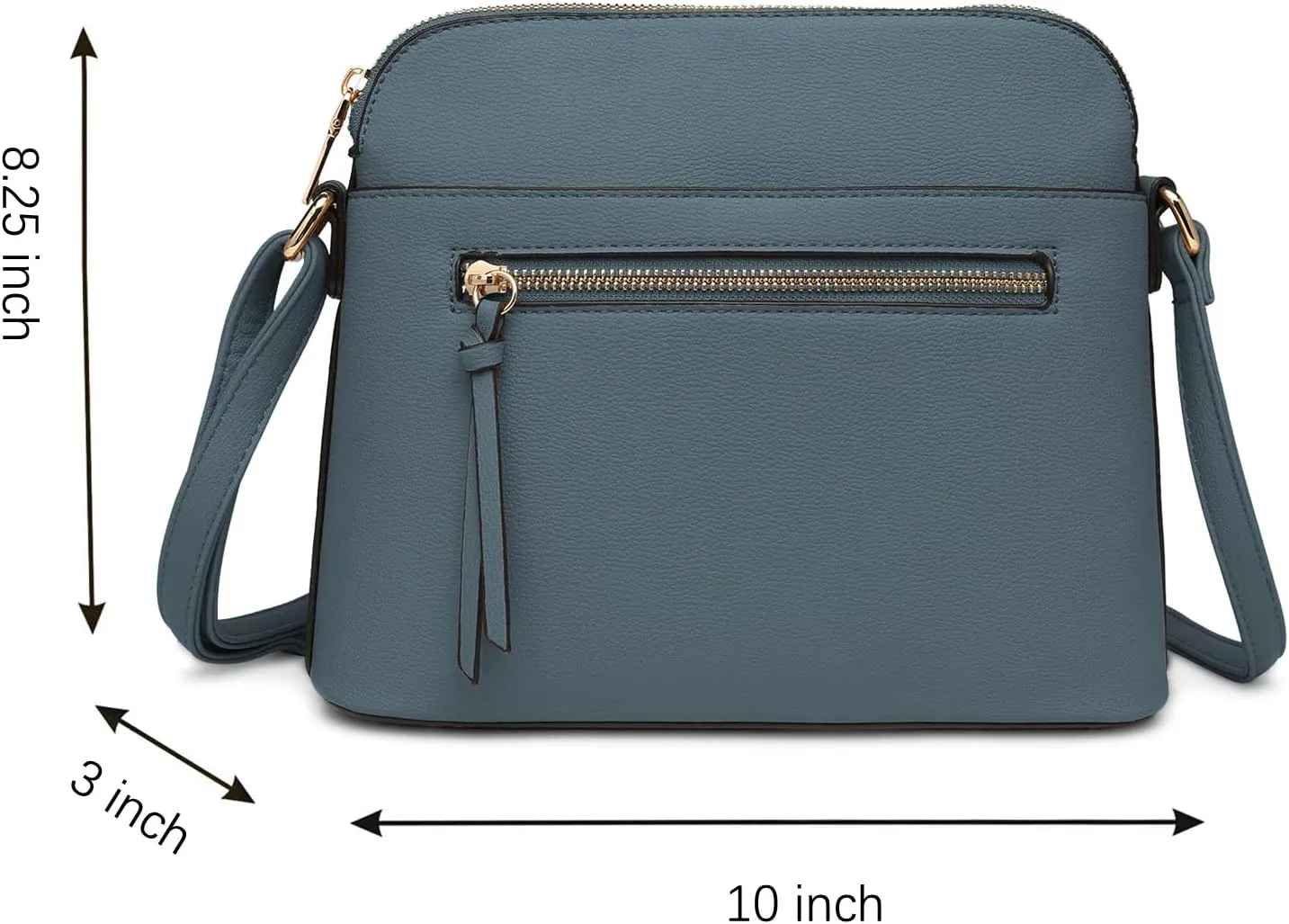 LA TERRE Small Crossbody Bag, Dome Shoulder Bag with Zipper Pocket Adjustable Strap