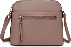 LA TERRE Small Crossbody Bag, Dome Shoulder Bag with Zipper Pocket Adjustable Strap