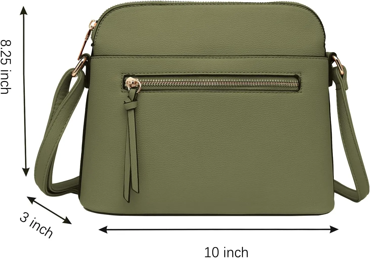 LA TERRE Small Crossbody Bag, Dome Shoulder Bag with Zipper Pocket Adjustable Strap