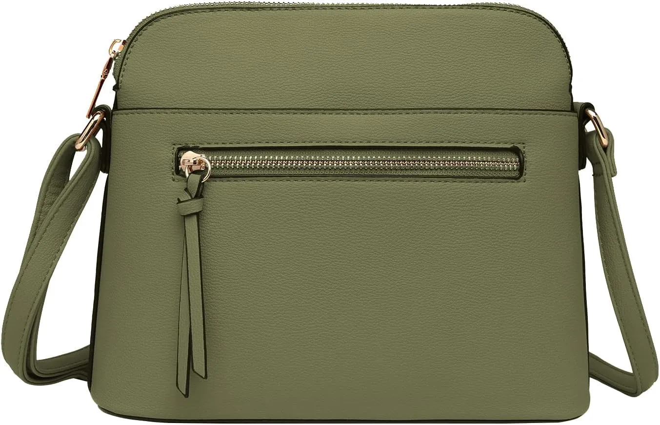 LA TERRE Small Crossbody Bag, Dome Shoulder Bag with Zipper Pocket Adjustable Strap