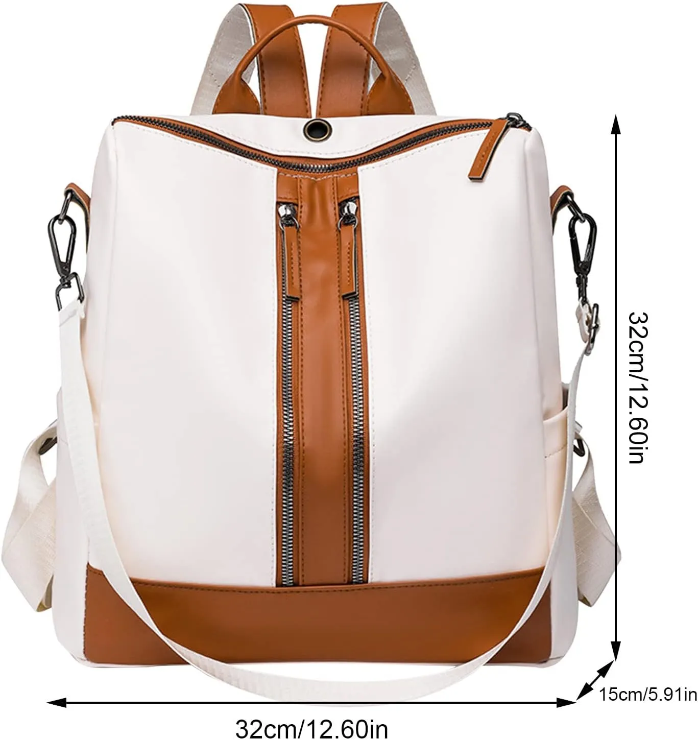 Ladies Fashion Versatile Color Matching Leather Shoulder Bag Casual Light Zipper Student Backpack (Black, One Size)