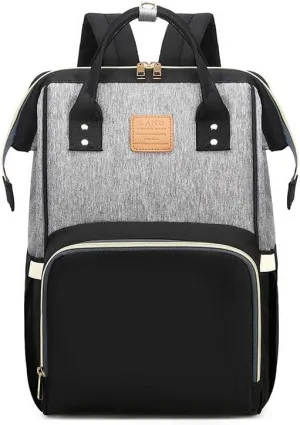 LAND Mommy Diaper Bags Mother Large Capacity Travel Nappy Backpacks anti-loss zipper Nursing Bag for baby born (Blackgray)