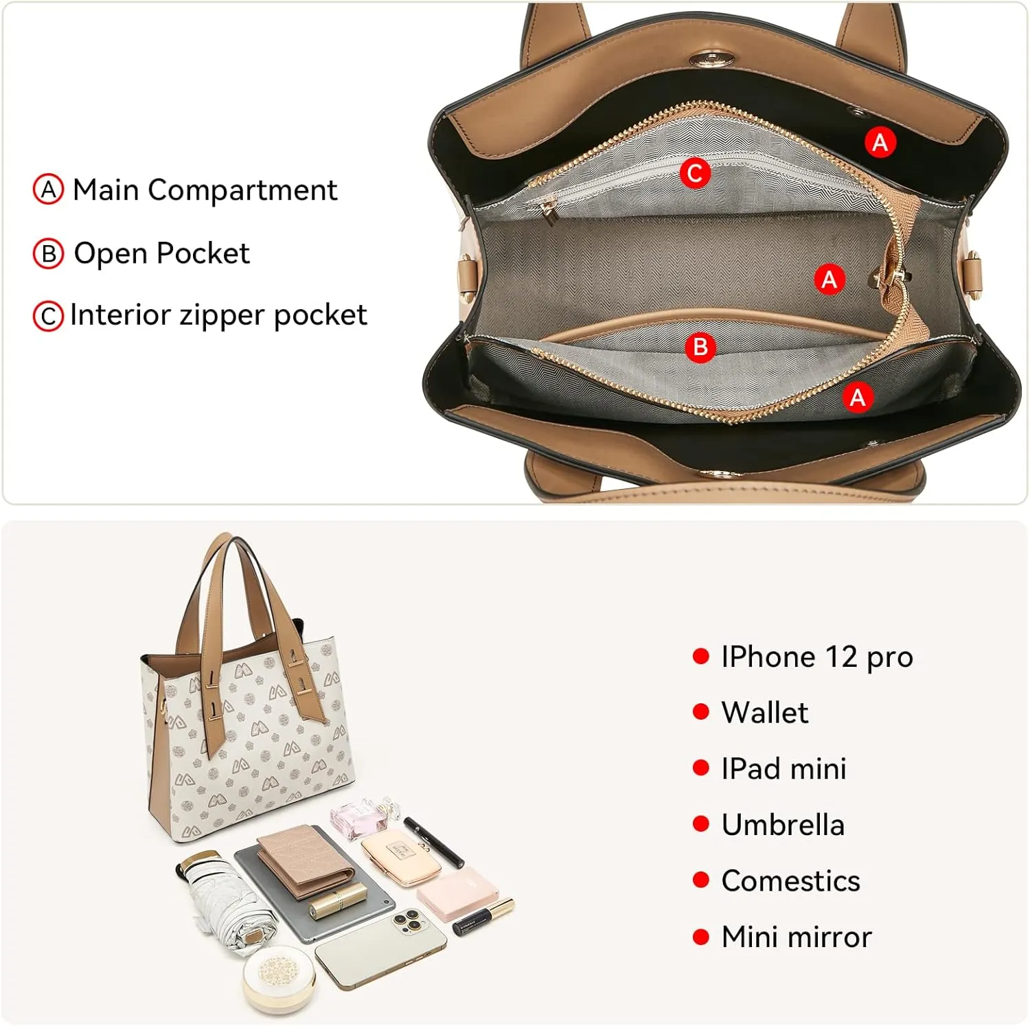 LAORENTOU Women Crossbody Handbags Cow Leather Satchel Handbags for Women Top-handle Shoulder Tote Purses