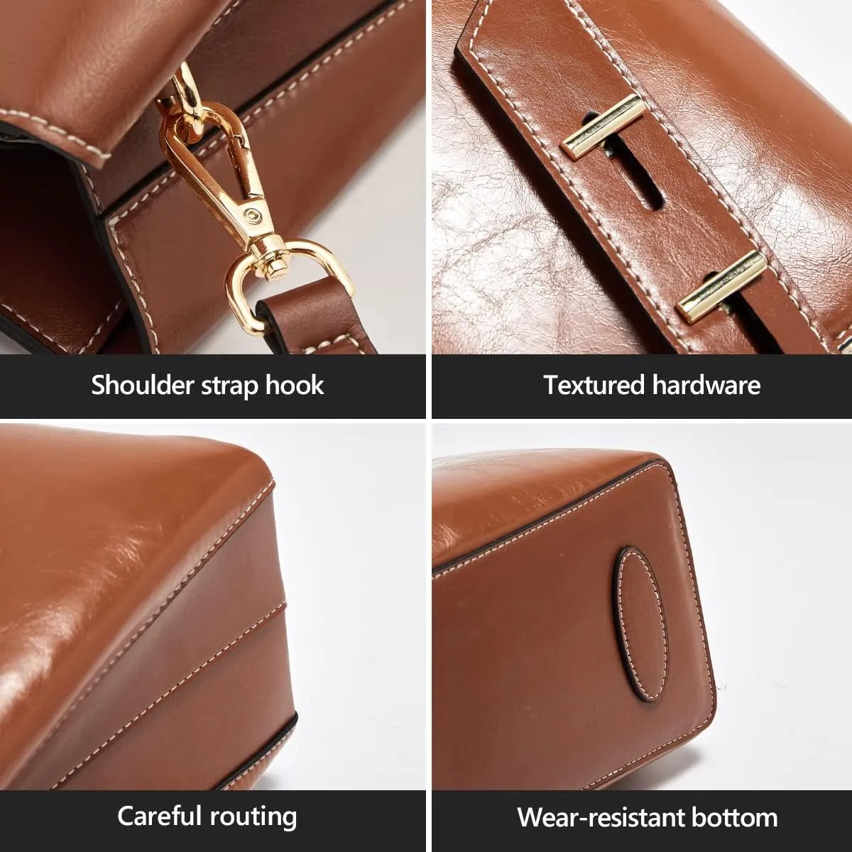 LAORENTOU Women Crossbody Handbags Cow Leather Satchel Handbags for Women Top-handle Shoulder Tote Purses