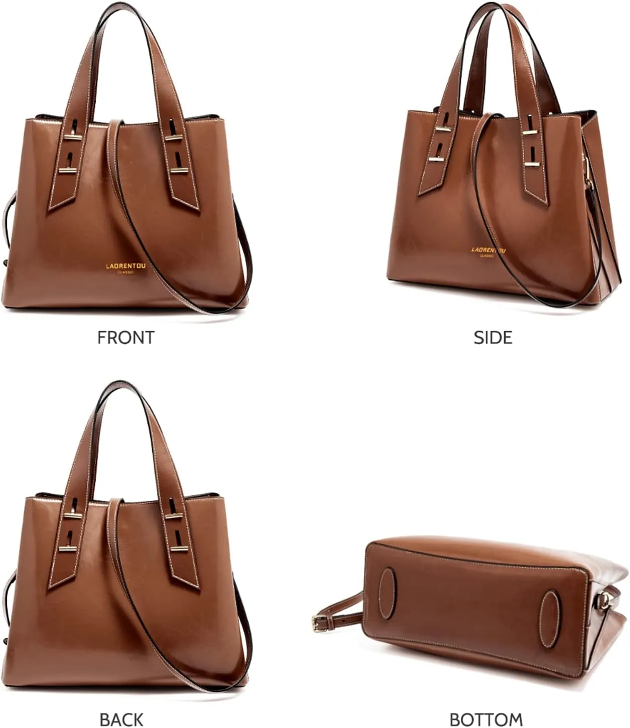 LAORENTOU Women Crossbody Handbags Cow Leather Satchel Handbags for Women Top-handle Shoulder Tote Purses
