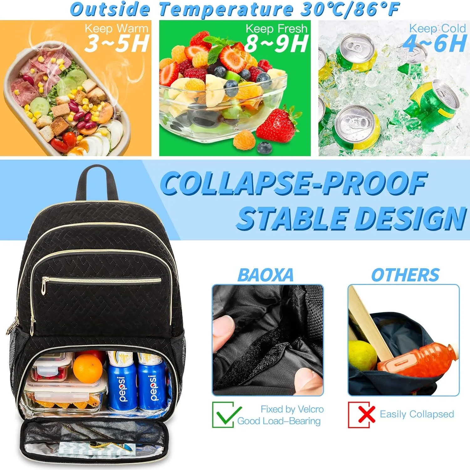 Laptop Backpack for Women & Men, 17 inch with USB Charging Port, Large Computer Backpack with Insulated Lunch Compartment for Work Travel (Black, 17in)