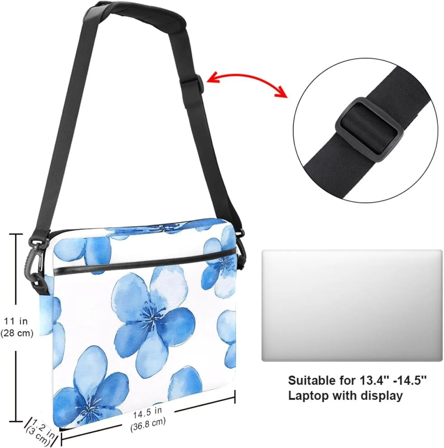 Laptop Bag Messenger Sleeve Vintage Sail Boat Ocean Blue Background Portable Tote Laptop Case Work Business Bag