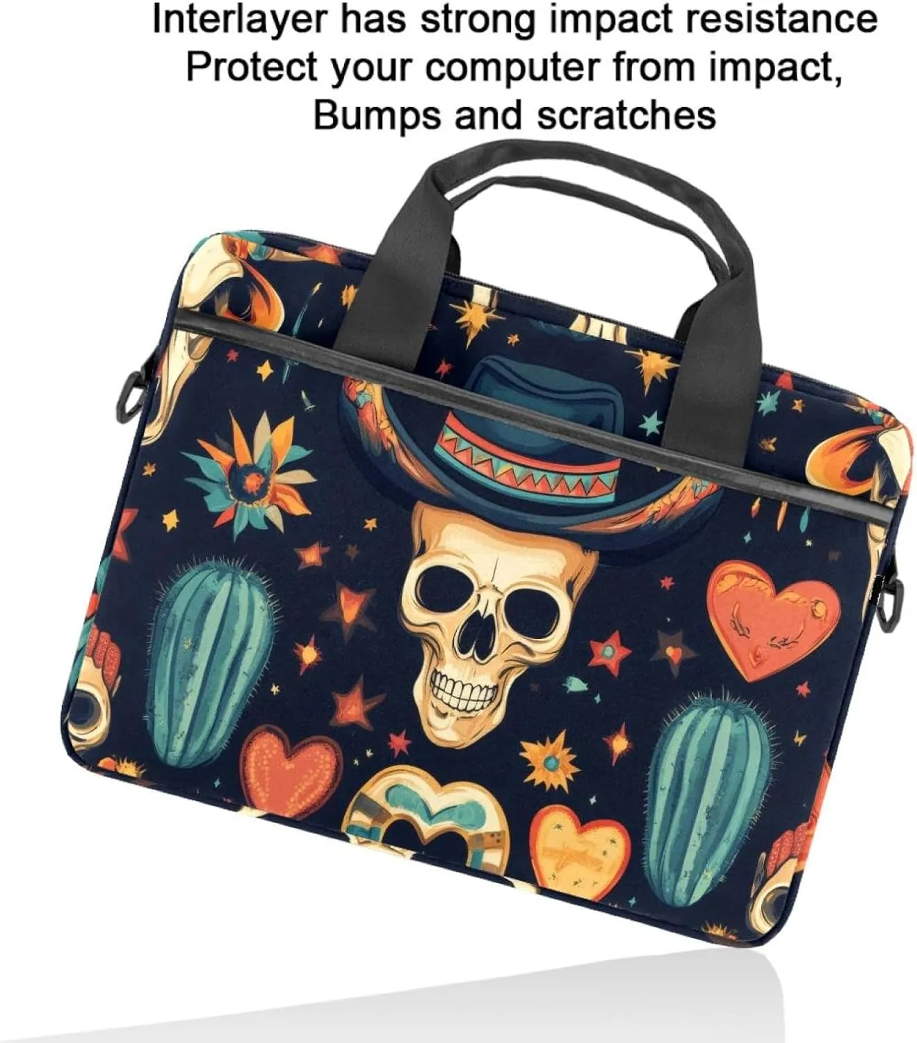 Laptop Shoulder Bag Silhouettes of Morning Forest Pine Trees Deer Padded Computer Briefcase for Adults, 13.4-14.5 Inch