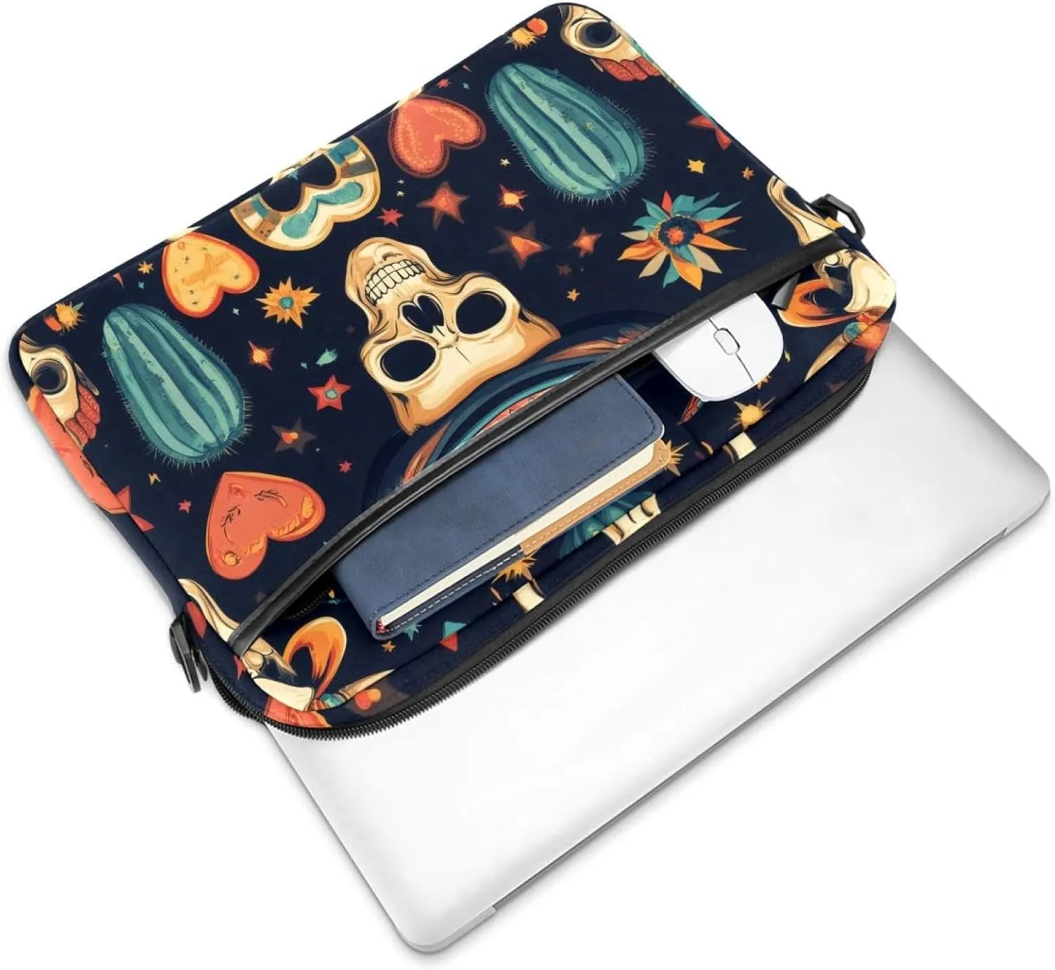 Laptop Shoulder Bag Silhouettes of Morning Forest Pine Trees Deer Padded Computer Briefcase for Adults, 13.4-14.5 Inch
