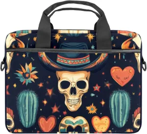 Laptop Shoulder Bag Silhouettes of Morning Forest Pine Trees Deer Padded Computer Briefcase for Adults, 13.4-14.5 Inch