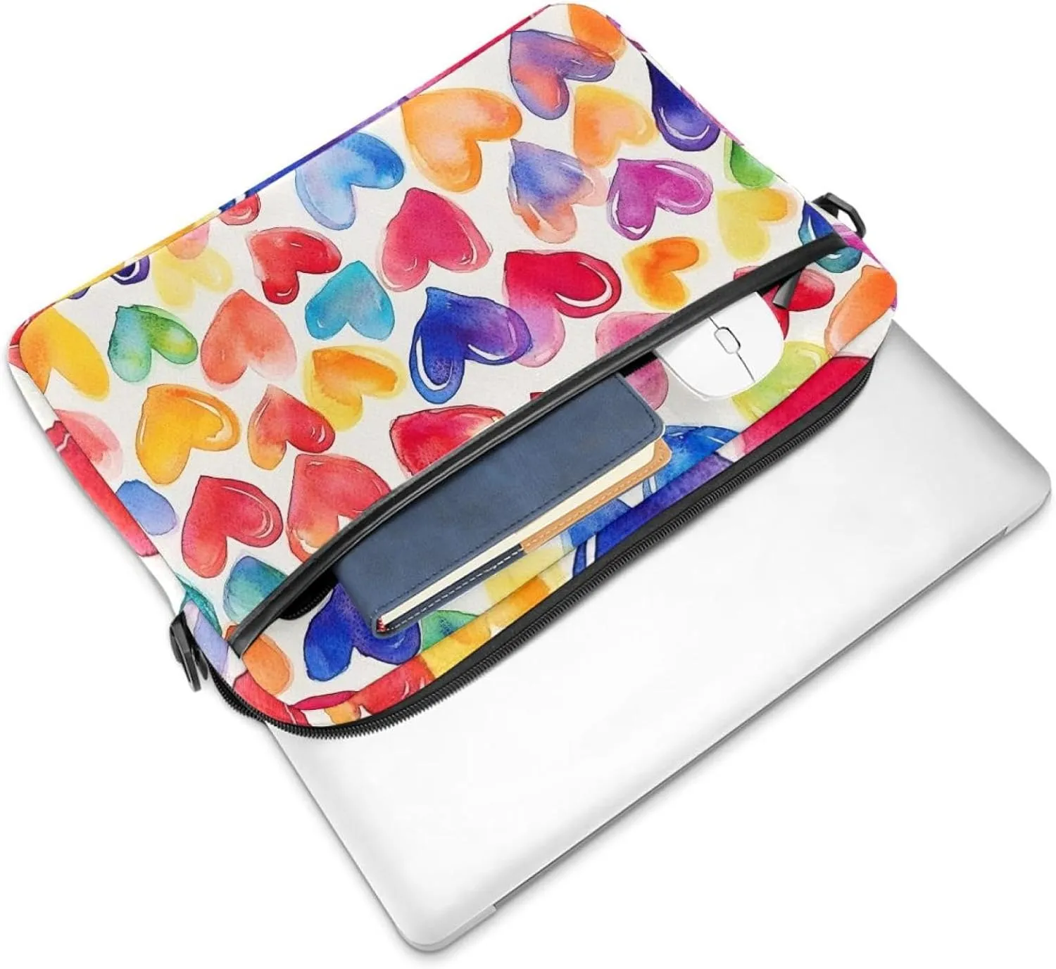 Laptop Shoulder Bag Watercolor Autumn Small Flowers Minimal Style Padded Computer Briefcase for Adults, 13.4-14.5 Inch