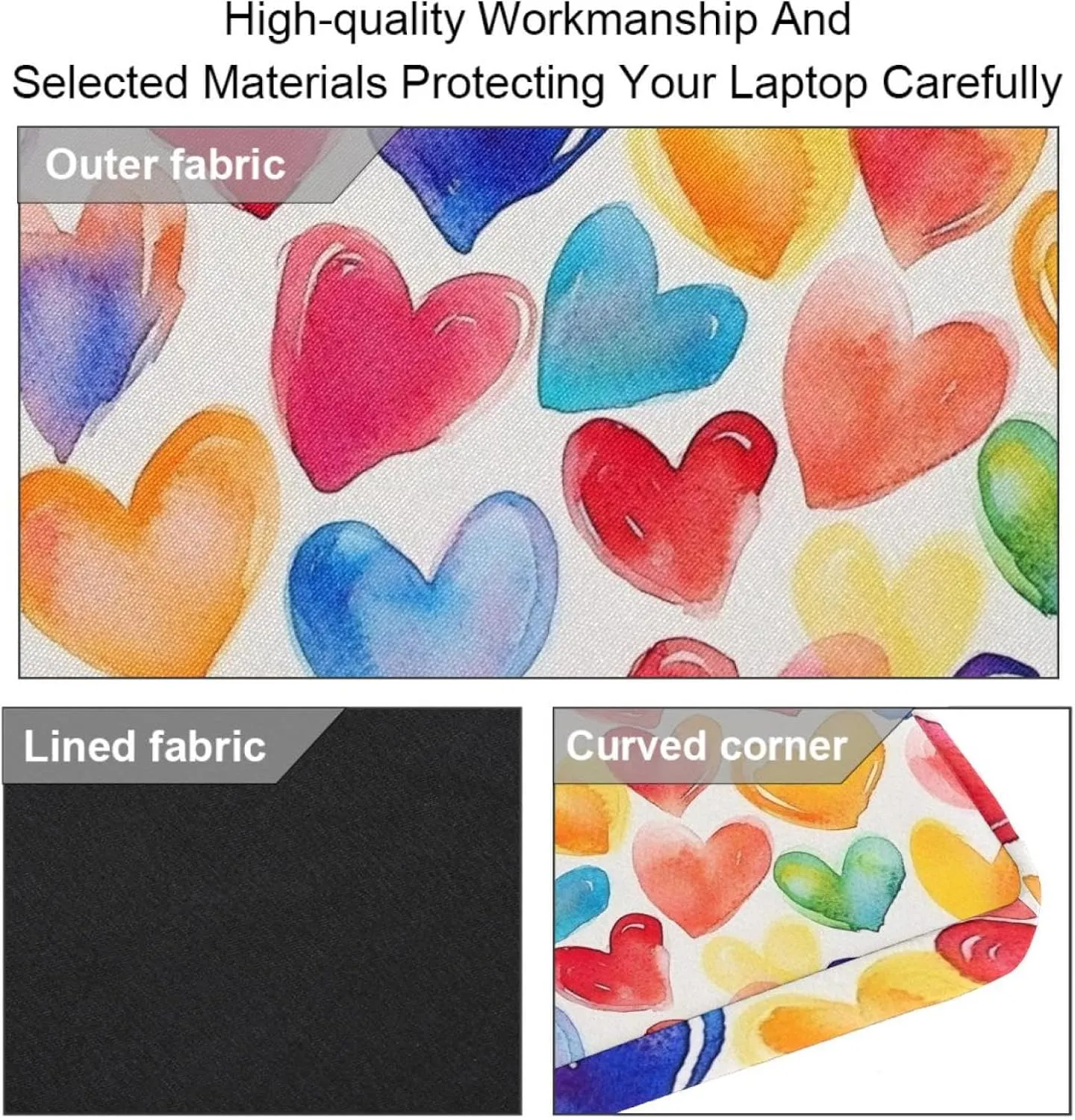Laptop Shoulder Bag Watercolor Autumn Small Flowers Minimal Style Padded Computer Briefcase for Adults, 13.4-14.5 Inch