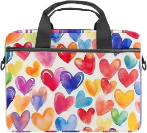 Laptop Shoulder Bag Watercolor Autumn Small Flowers Minimal Style Padded Computer Briefcase for Adults, 13.4-14.5 Inch