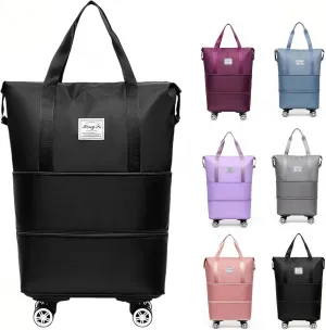 large capacity travel bag - wheel removable carry on luggage with wheels, waterproof rolling duffle bag suitable for outdoor and travel, ideal for traveler and leisure vacation (black)