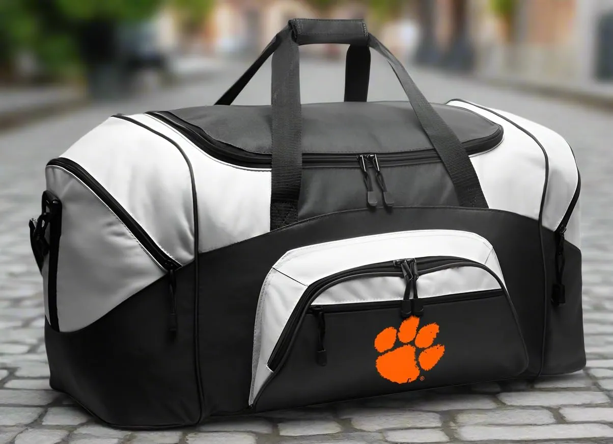 Large Clemson University Duffle Bag Suitcase Official Clemson Tigers Travel Bags (Black)