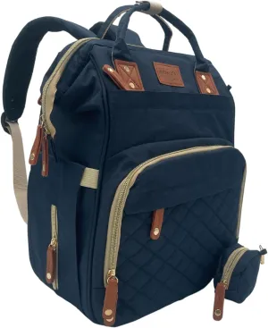Large Diaper Bag Backpack with Adjustable Straps for Parents and Babysitters | Multifunctional, Water-Resistant Travel Diaper Bag with Insulated Pockets | 15lb Capacity | Navy Blue