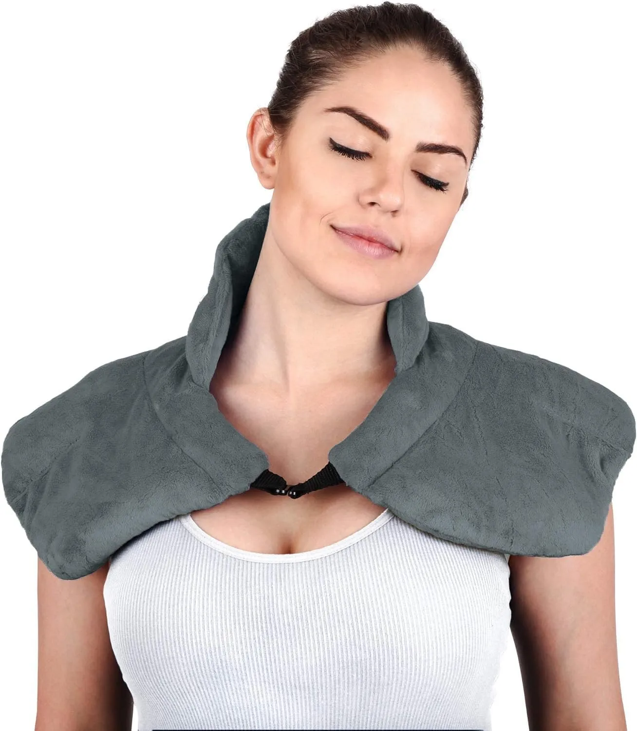 Large Microwavable Heating Pad for Neck and Shoulders - 5 Lb. Heavy Duty Weight for Deep Heat Therapy, Stress   Anxiety Relief, Neck Wrap Alternative to Rice Bags (Scented Gray)