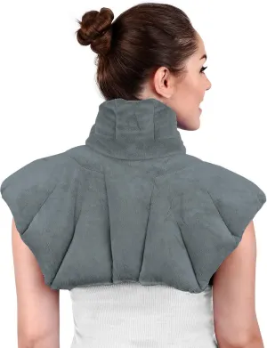 Large Microwavable Heating Pad for Neck and Shoulders - 5 Lb. Heavy Duty Weight for Deep Heat Therapy, Stress   Anxiety Relief, Neck Wrap Alternative to Rice Bags (Scented Gray)