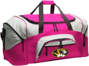 LARGE Mizzou Duffel Bag University of Missouri Suitcase or Gym Bag For Men Or Her (Pink)