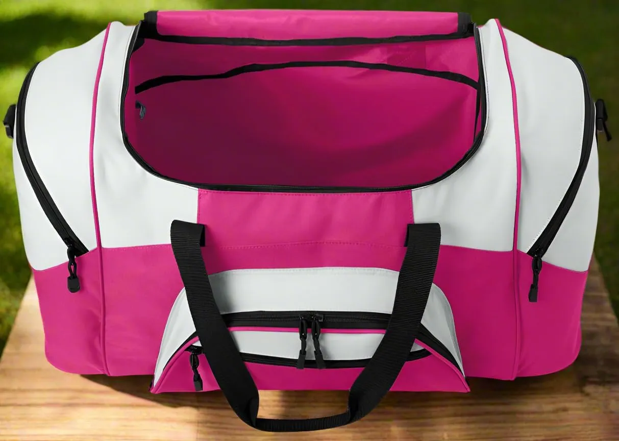 LARGE Mizzou Duffel Bag University of Missouri Suitcase or Gym Bag For Men Or Her (Pink)
