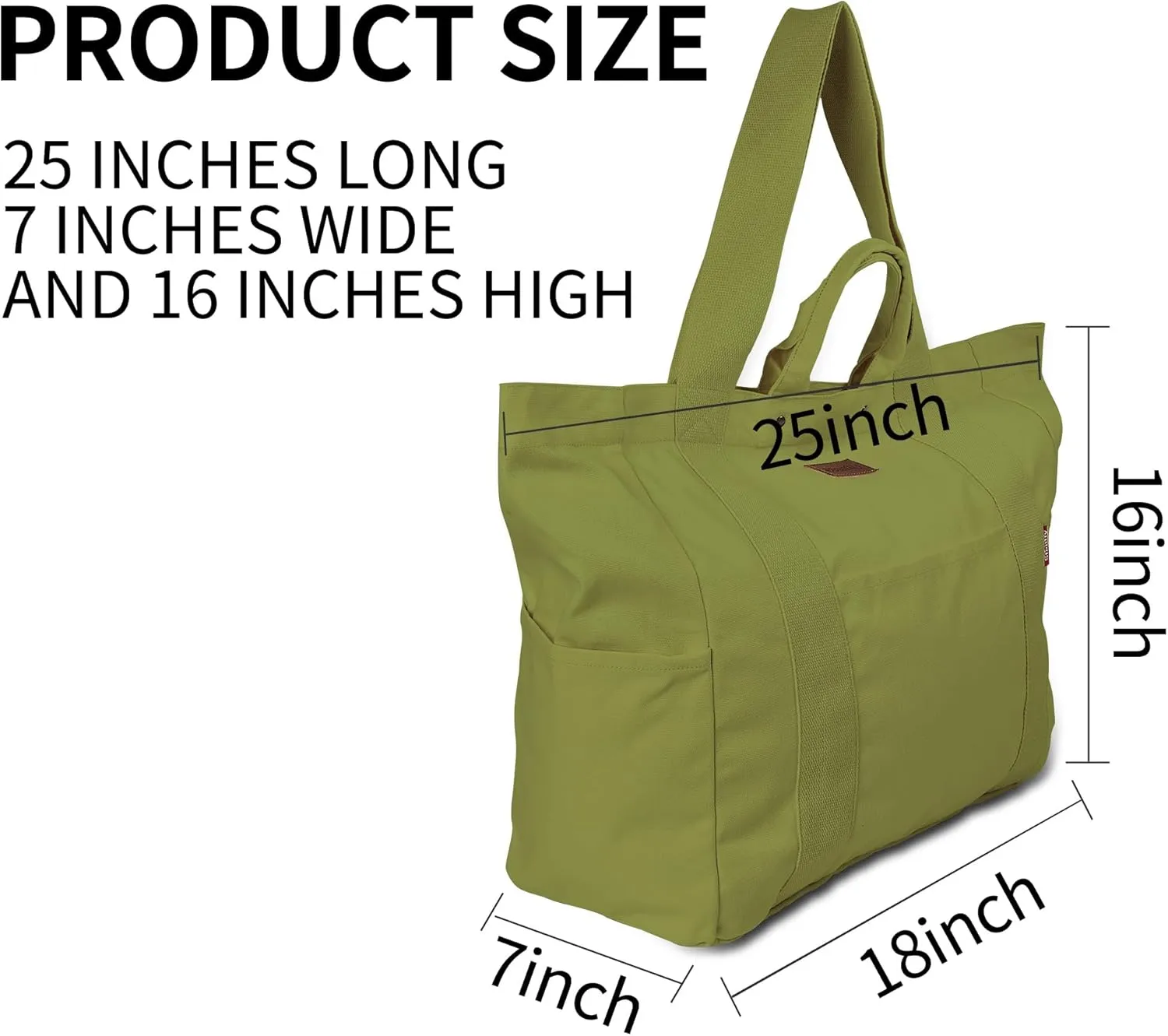 Large Tote Bag, Everything Bag, Heavy Duty Canvas, Full-Size Zipper, Reusable, Suitable for DIY, Natural Cotton.