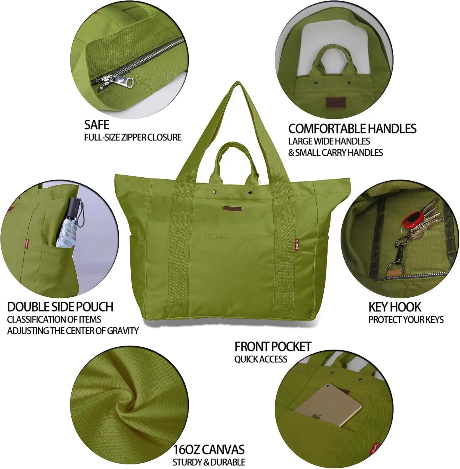 Large Tote Bag, Everything Bag, Heavy Duty Canvas, Full-Size Zipper, Reusable, Suitable for DIY, Natural Cotton.