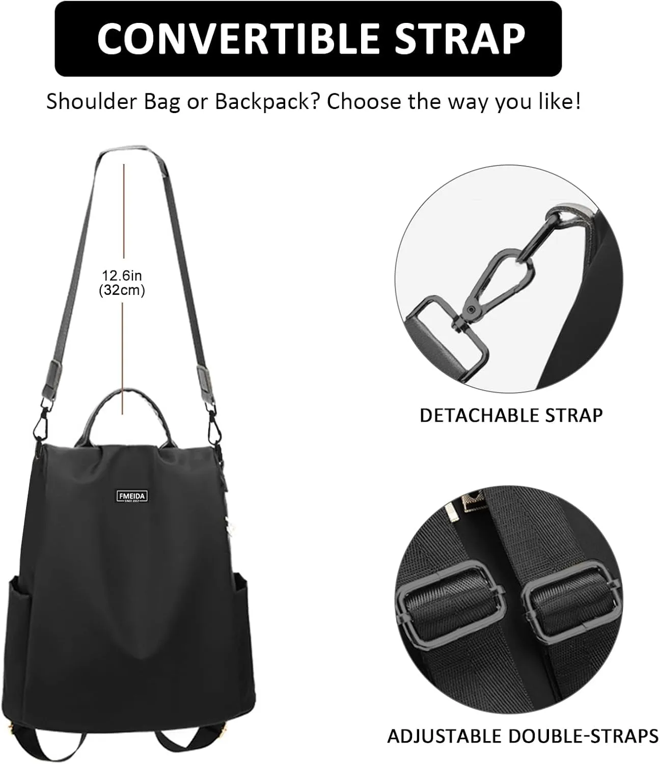 Large Travel Backpack for Women Waterproof Back Pack Black Shoulder Bag Fashion Backpack Purse Anti-Theft Daypack for College Work