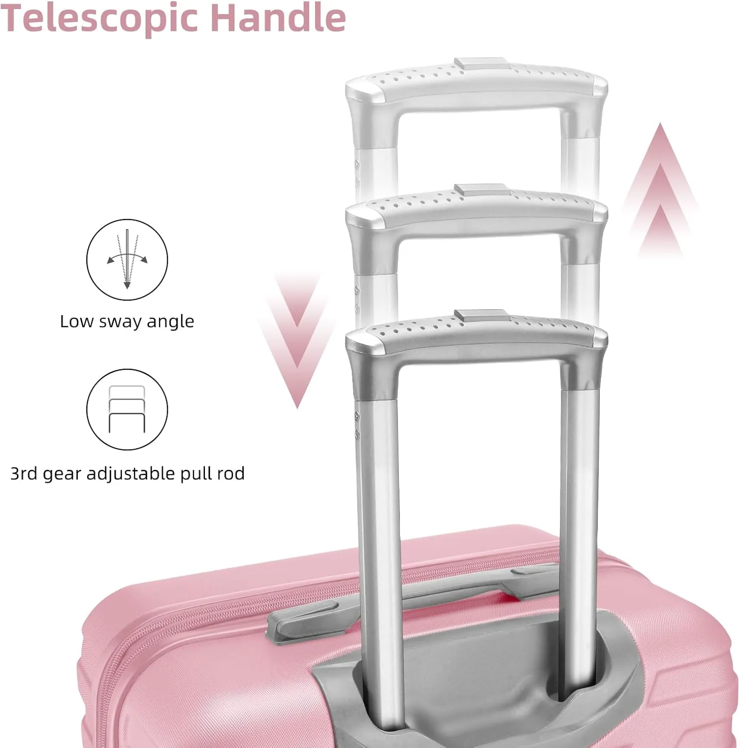 LARVENDER Luggage Sets 3 Piece, Hardside 20 Inch Carry on Luggage Airline Approved Suitcase Set with Spinner Wheels TSA Lock, Lightweight Rolling Suitcase for Men and Women, Pink