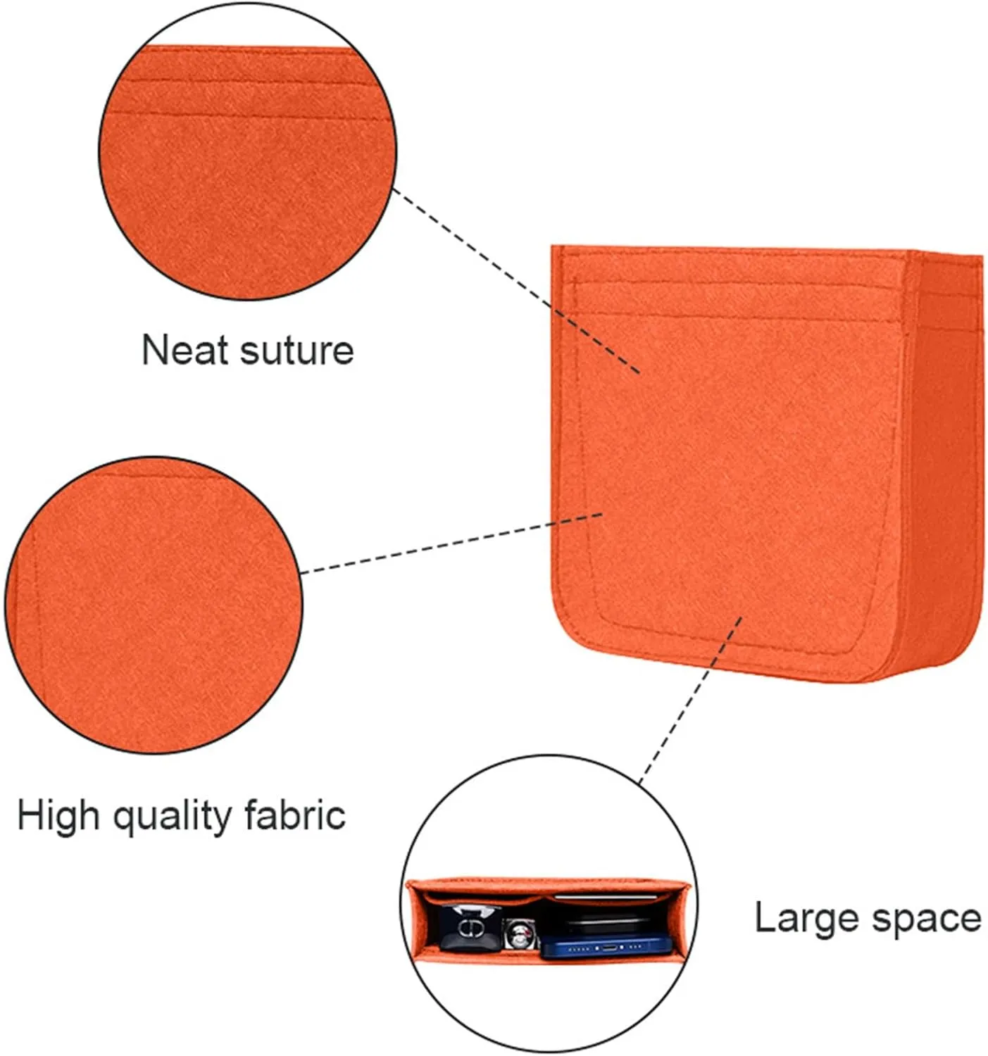 Lckaey Felt Organizer-for Hermes Evelyne III tpm pm gm Bag Insert Mini 16 29 33 Bag Purse Organizer Y003 Orange-S