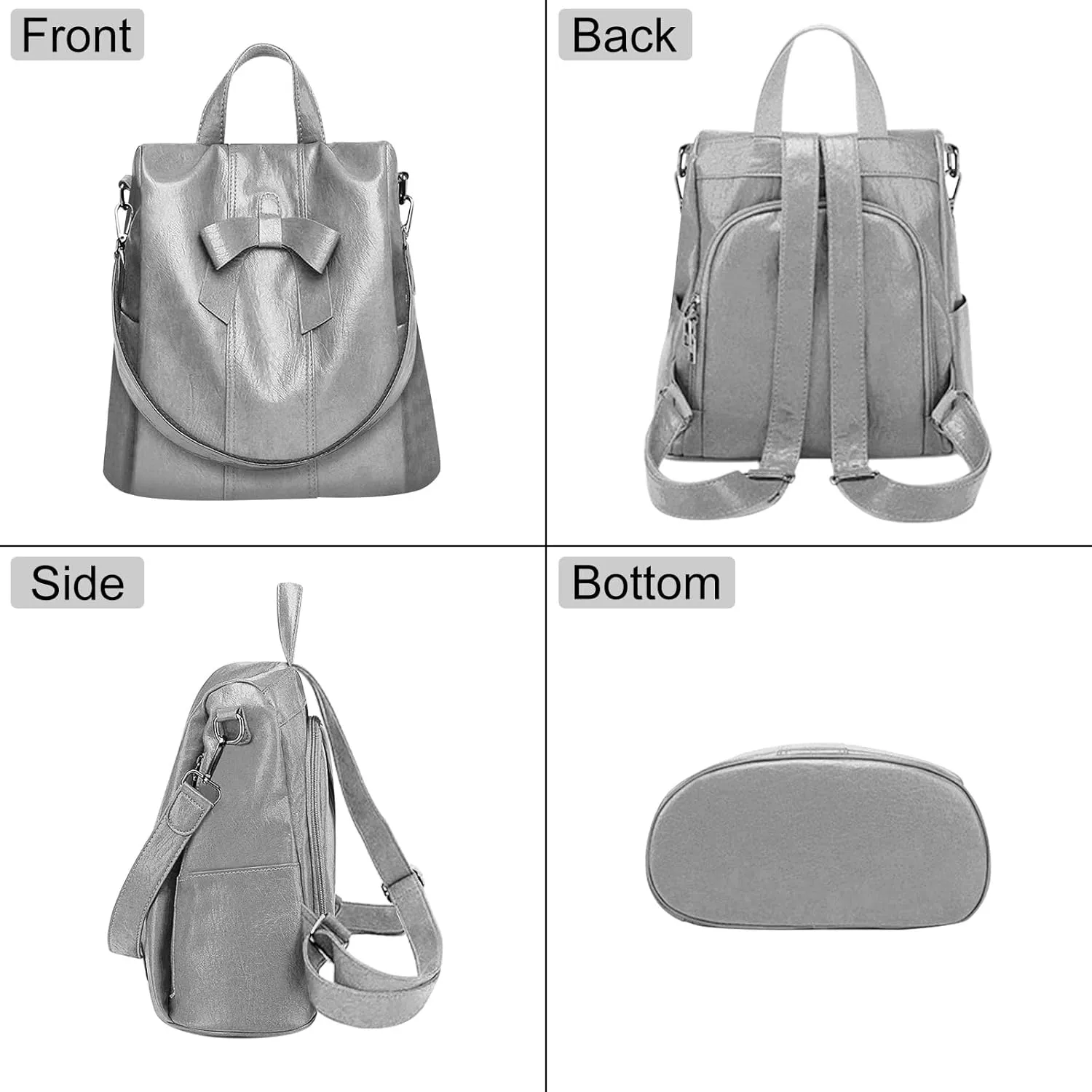 Leather Backpack Purse for Women Fashion Designer Ladies Anti-Theft Shoulder Bags Convertible Travel Handbags Casual Rucksack