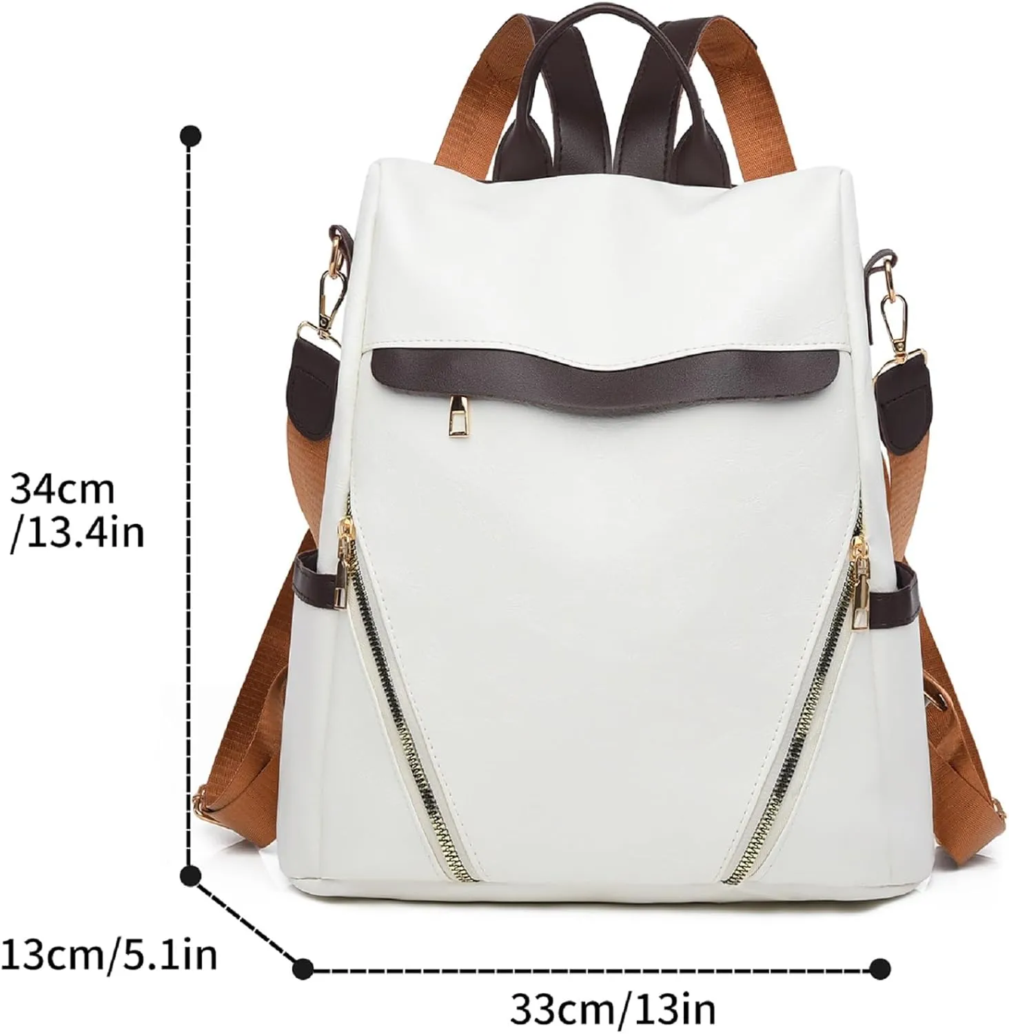 Leather Backpack Purse for Women Multipurpose Design Ladies Shoulder Bags Convertible Satchel Handbags Travel Bag (white)