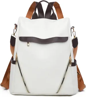 Leather Backpack Purse for Women Multipurpose Design Ladies Shoulder Bags Convertible Satchel Handbags Travel Bag (white)