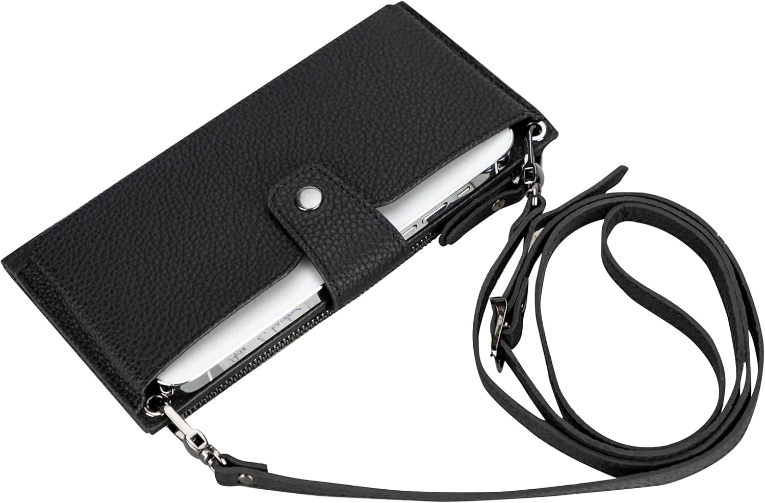 Leather Crossbody Wallet with Strap, Genuine Leather Crossbody Cell Phone Purse, Handbag