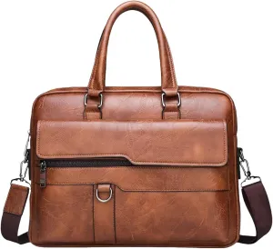 leather Laptop Bag for Men 16.1 inch,Premium Laptop Briefcase Fits,onvertible Computer Handbags Shoulder Crossbody Bag