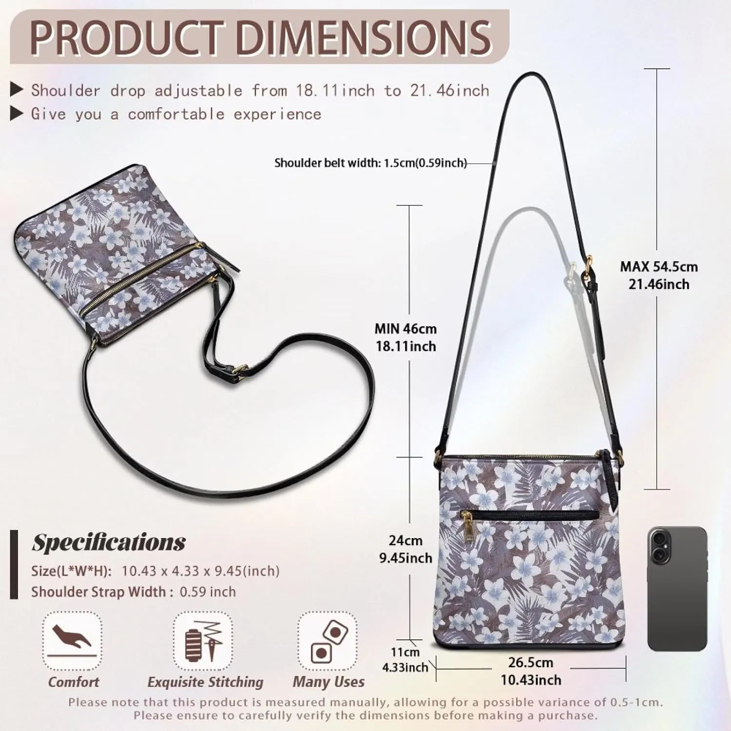 Leather Purses for Women, Leather Hobo Bags for Women Travel Sling Purse Triple Zippered Pockets Shoulder Bag
