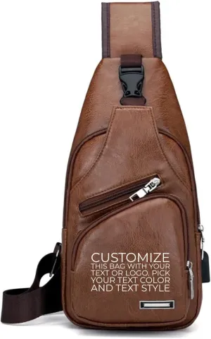 Leather sling bag for men, small crossbody cycling bag, waterproof travel chest bag, sling bag Party favor
