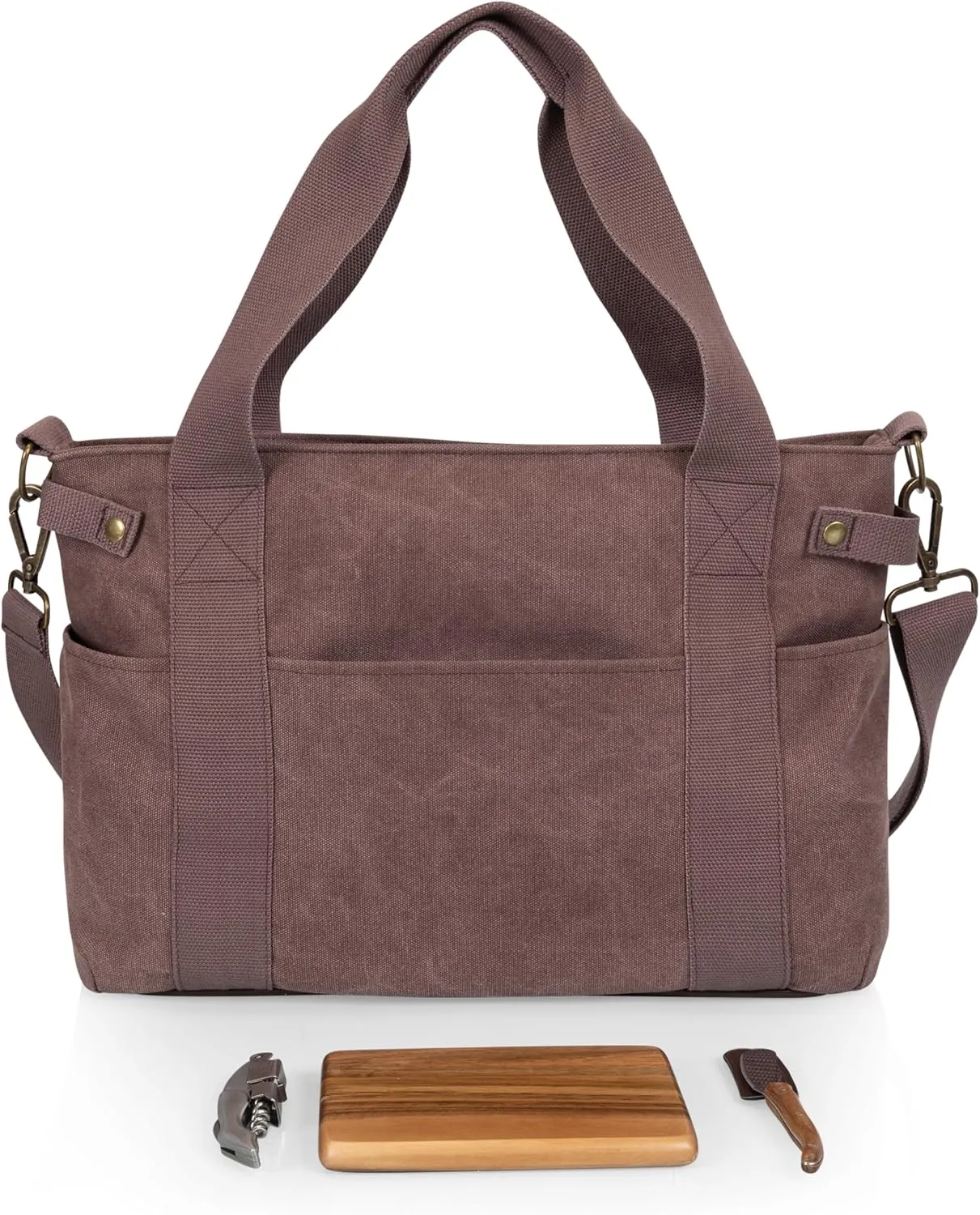 LEGACY - a Picnic Time brand Temecula Tote Picnic Cooler Bag with Cheese Board, 20 x 4.45 x 11.75, Mulled Wine