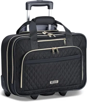 Lekebobor Rolling Laptop Bag - Laptop Briefcase on Wheels for Women Fits Up to 15.6Inch computer Bags Water Resistant for Work Travel and Business, Black