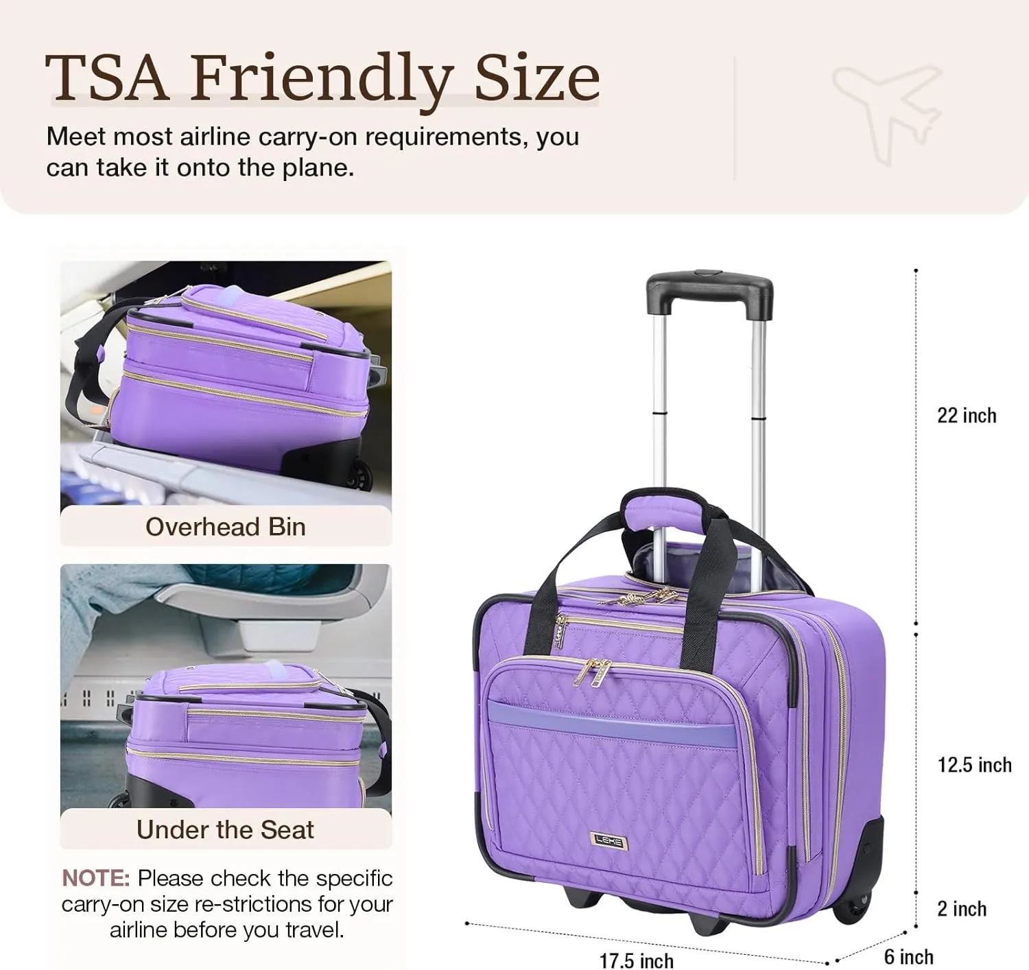 Lekebobor Rolling Laptop Bag - Rolling Laptop Briefcase on Wheels for Women Fits Up to 15.6Inch Rolling computer Bags Water Resistant for Work Travel and Business,Pink