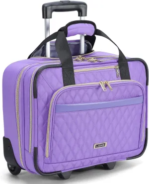 Lekebobor Rolling Laptop Bag - Rolling Laptop Briefcase on Wheels for Women Fits Up to 15.6Inch Rolling computer Bags Water Resistant for Work Travel and Business,Pink