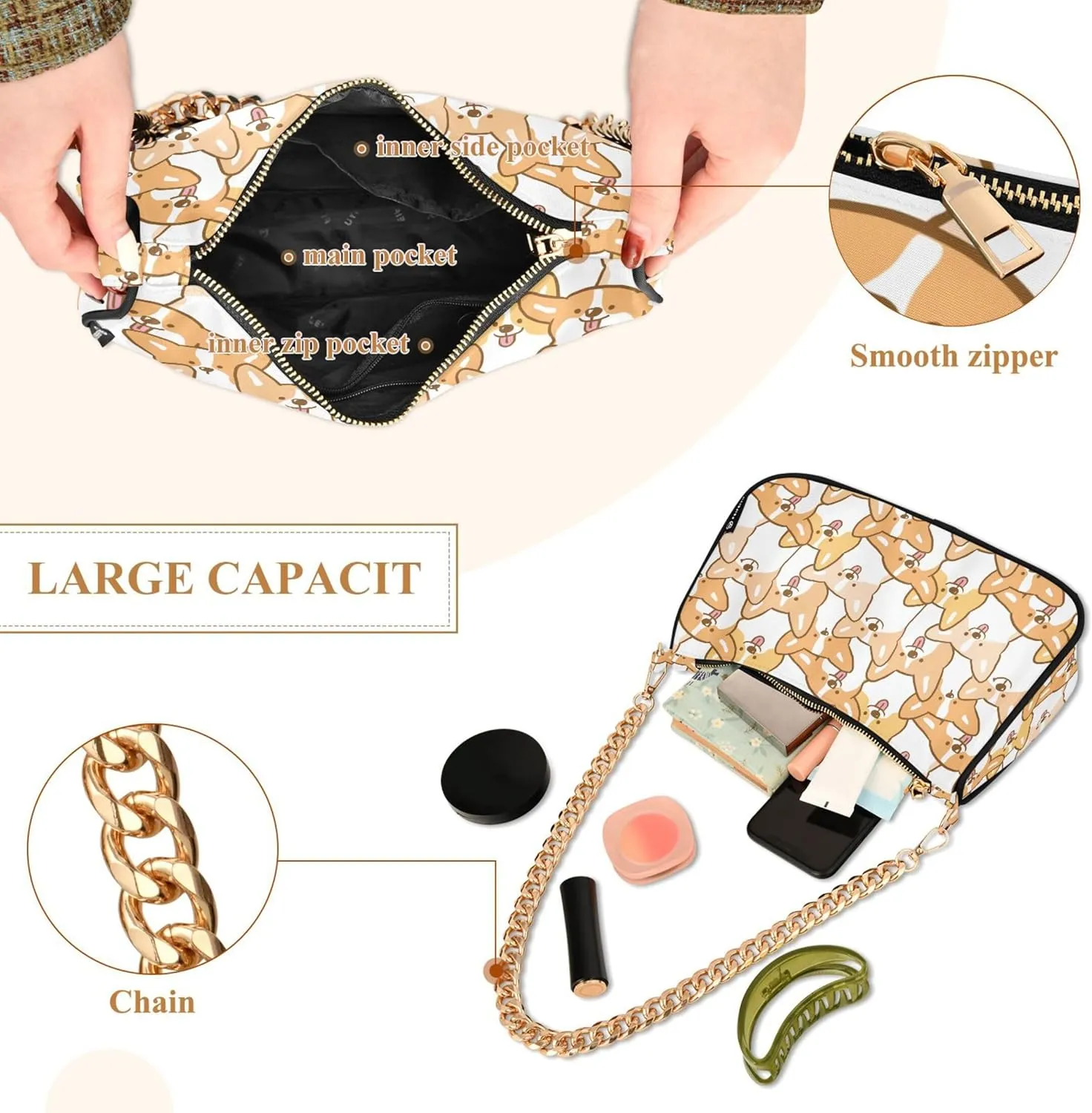 Lemon Polka Dots Black Moon Purses Clutch Women Tote Handbags Printed Floral Shoulder Bag