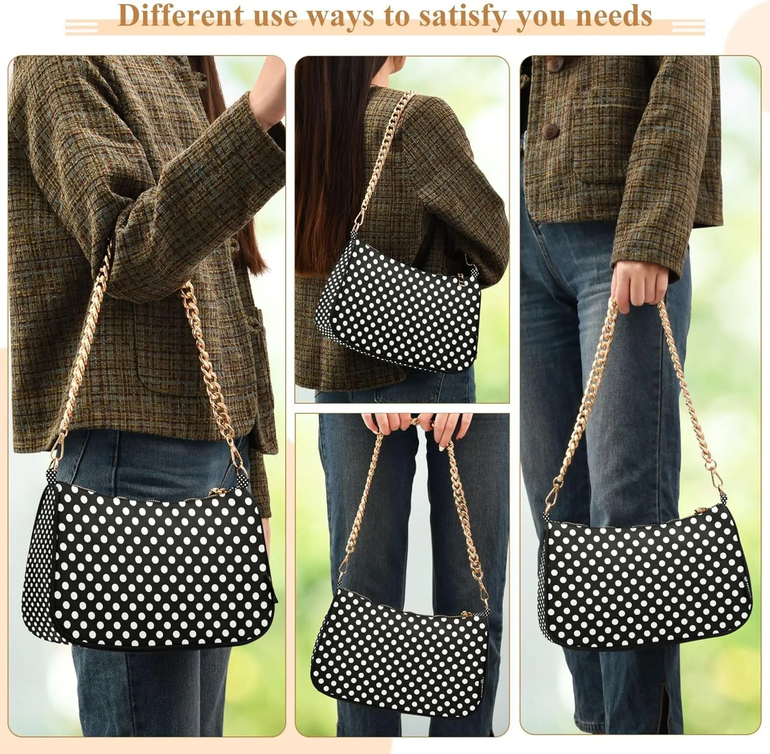 Lemon Polka Dots Black Moon Purses Clutch Women Tote Handbags Printed Floral Shoulder Bag