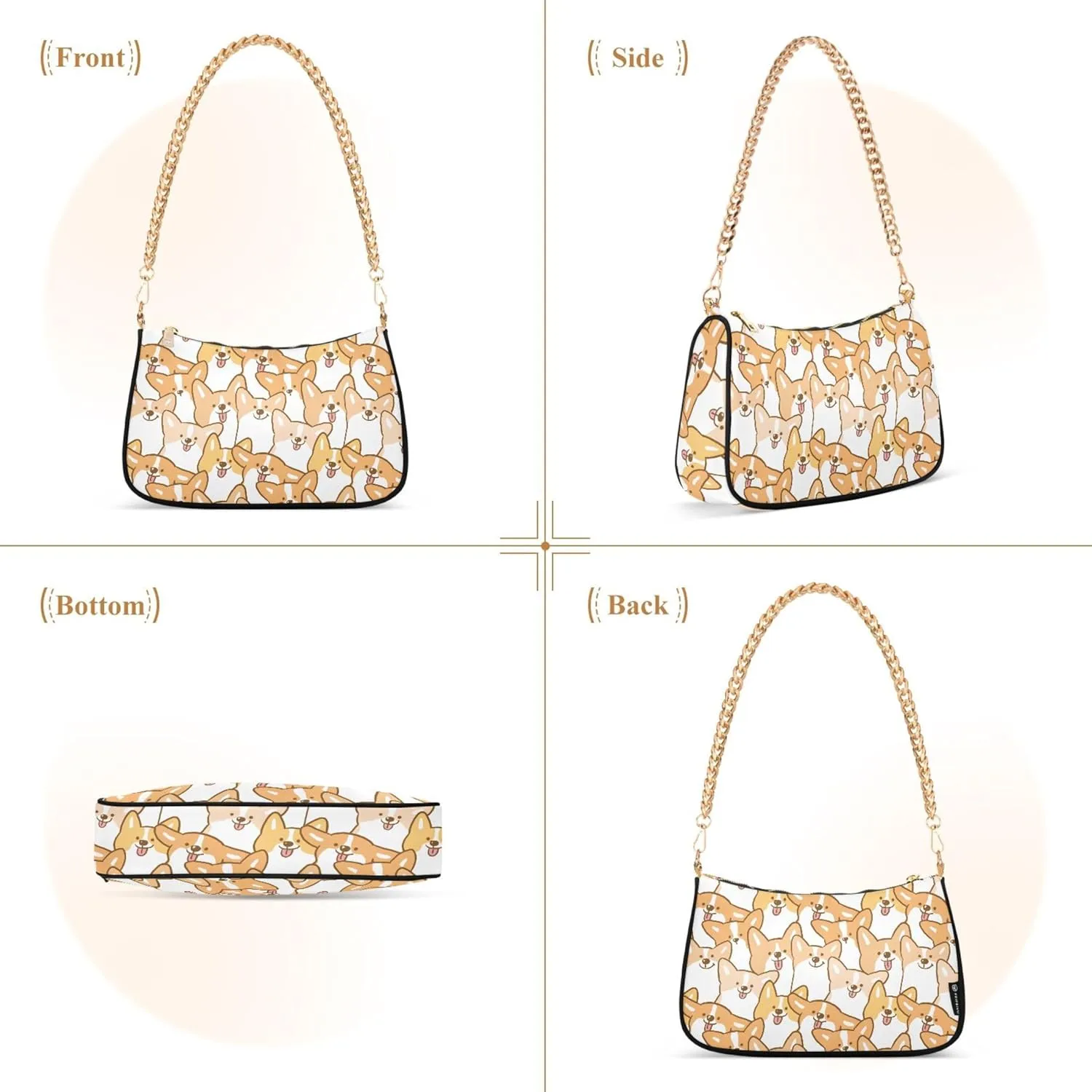 Lemon Polka Dots Black Moon Purses Clutch Women Tote Handbags Printed Floral Shoulder Bag