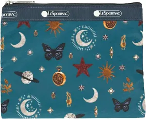 LeSportsac Celestial Shimmer Large Ever Tote Handbag/Satchel & Convertible Crossbody   Top Handle Tote & Cosmetic Bag, Style 3802/Color E467, Whimsical Cosmic Space Motifs:Stars, Planets, Butterflies