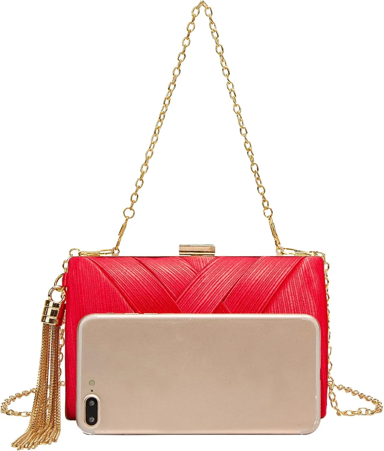 LETODE Women's Elegant Tassel Pendant Silk Evening Bag Clutch Purse for Bride Wedding Prom Night Out Party