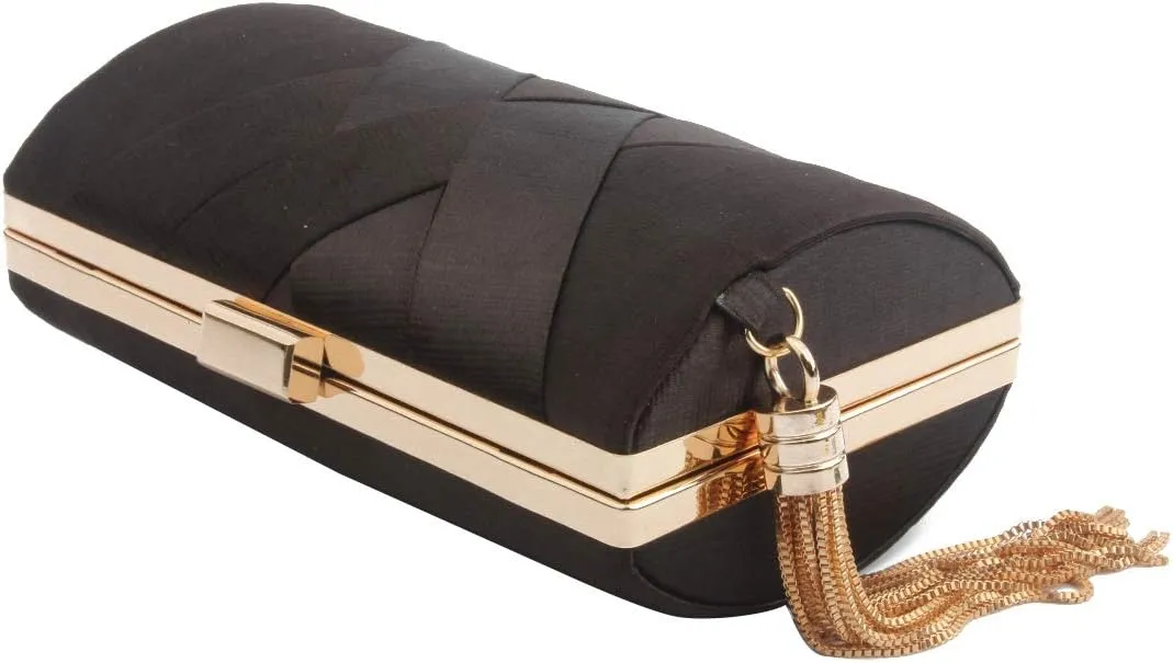 LETODE Women's Elegant Tassel Pendant Silk Evening Bag Clutch Purse for Bride Wedding Prom Night Out Party