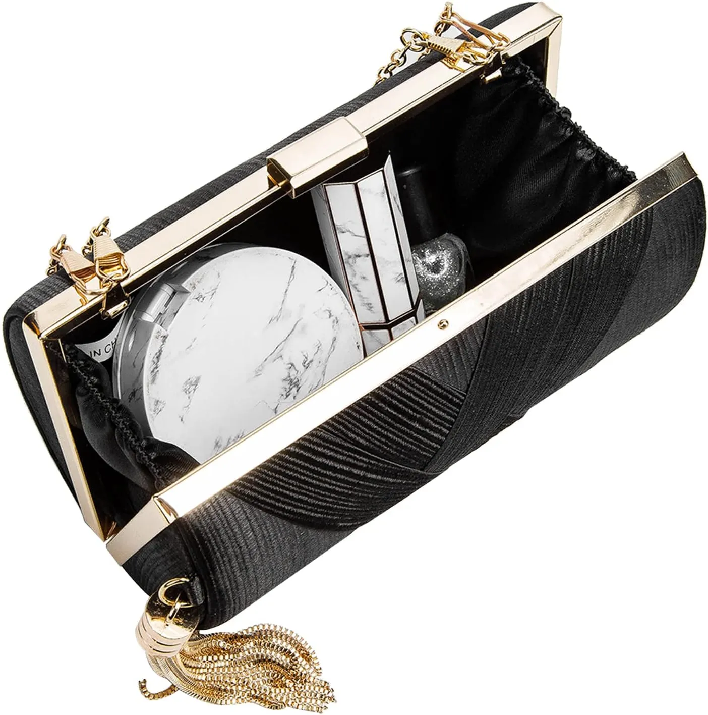 LETODE Women's Elegant Tassel Pendant Silk Evening Bag Clutch Purse for Bride Wedding Prom Night Out Party
