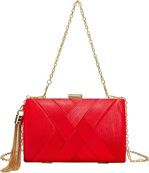 LETODE Women's Elegant Tassel Pendant Silk Evening Bag Clutch Purse for Bride Wedding Prom Night Out Party