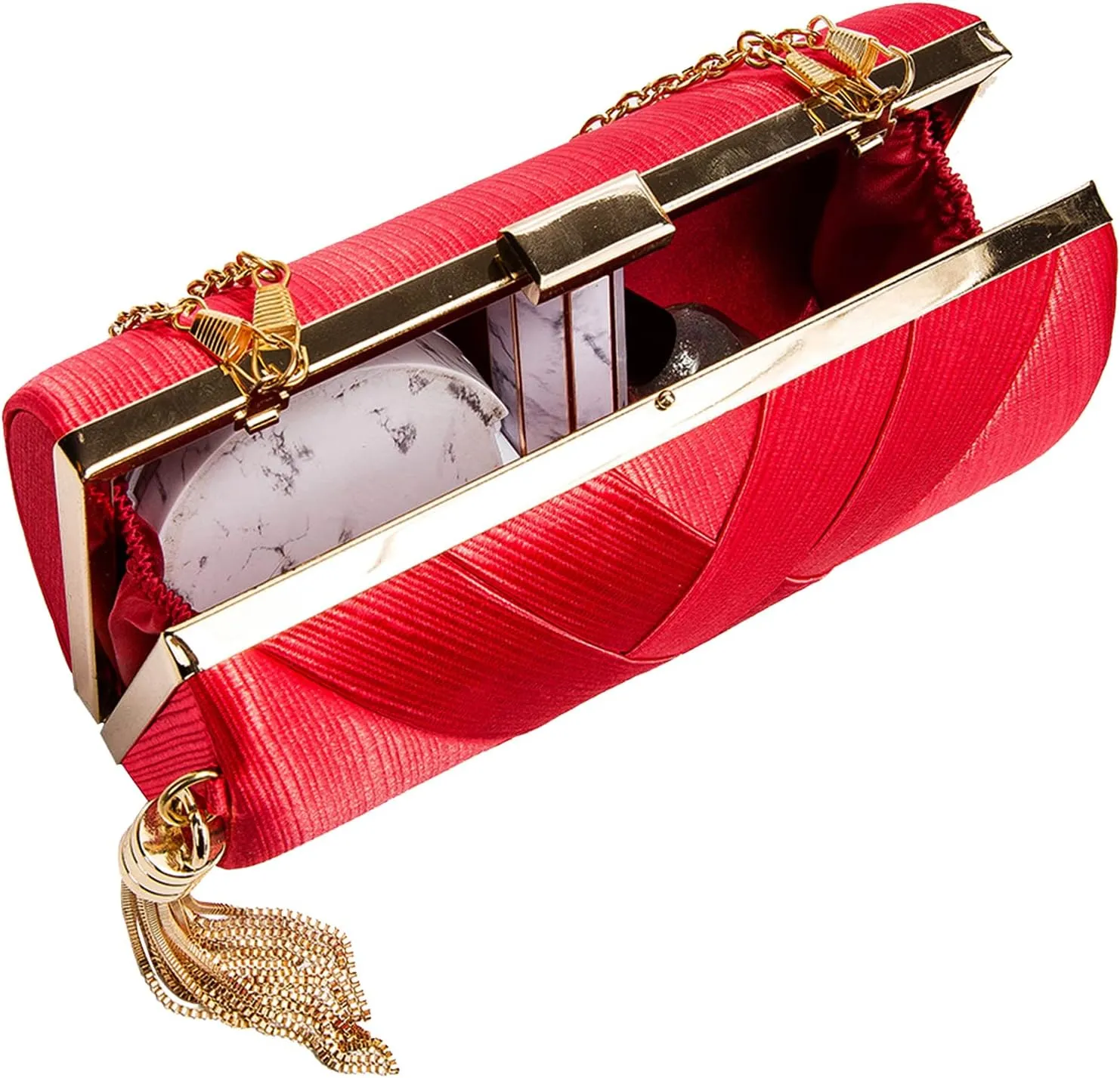 LETODE Women's Elegant Tassel Pendant Silk Evening Bag Clutch Purse for Bride Wedding Prom Night Out Party