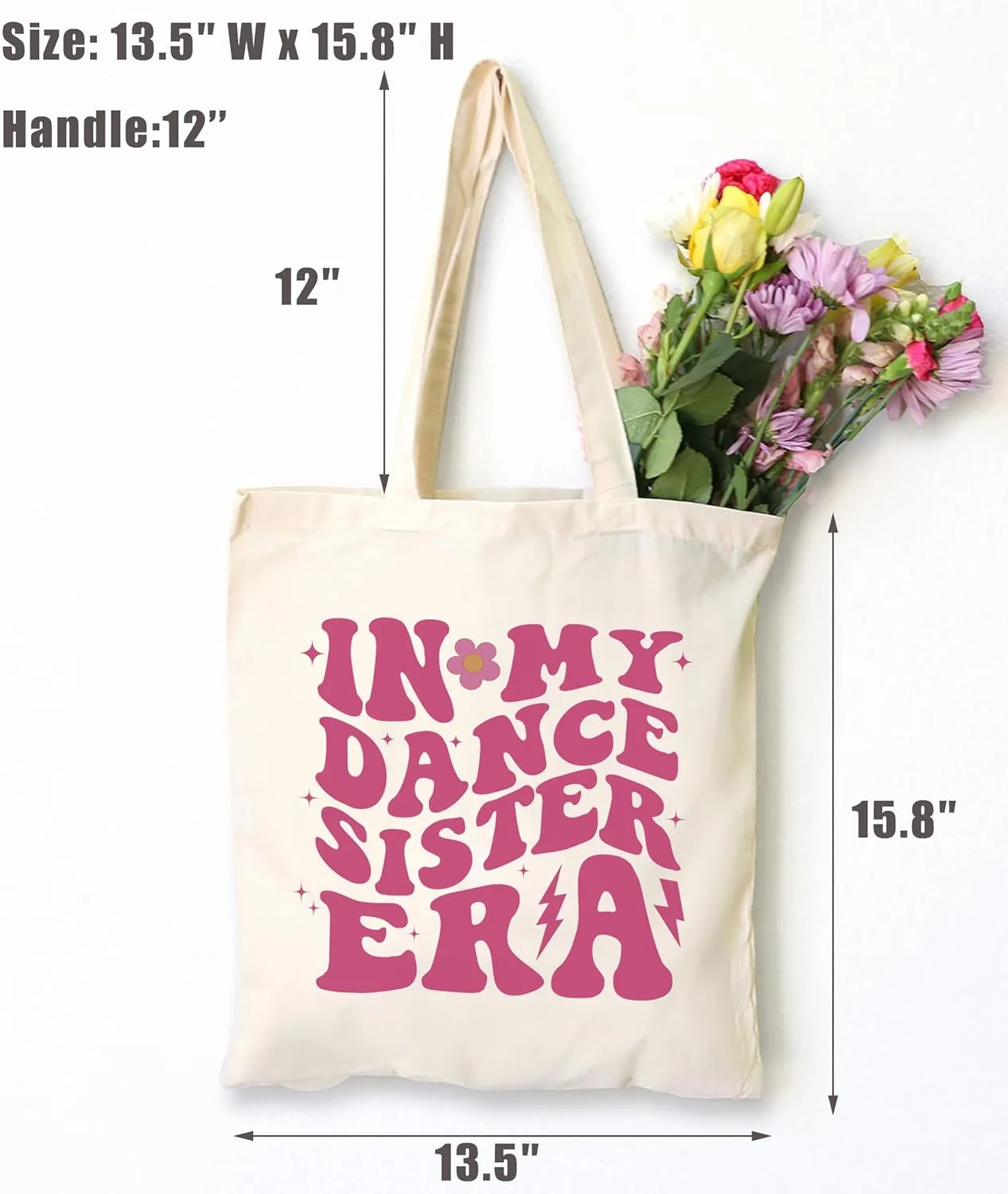 LIBIHUA Birthday Christmas Gifts for Dancer Sister,Dancing Team Dance Coach Sis Present,Dancer Teacher Sis Present,Simple Atmospheric Shoulder Bag Shopping Tote Bag-In My Dance Sister Era